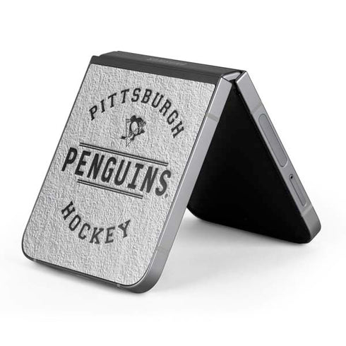 NHL Pittsburgh Penguins Black Text Galaxy Z Flip6 Skin